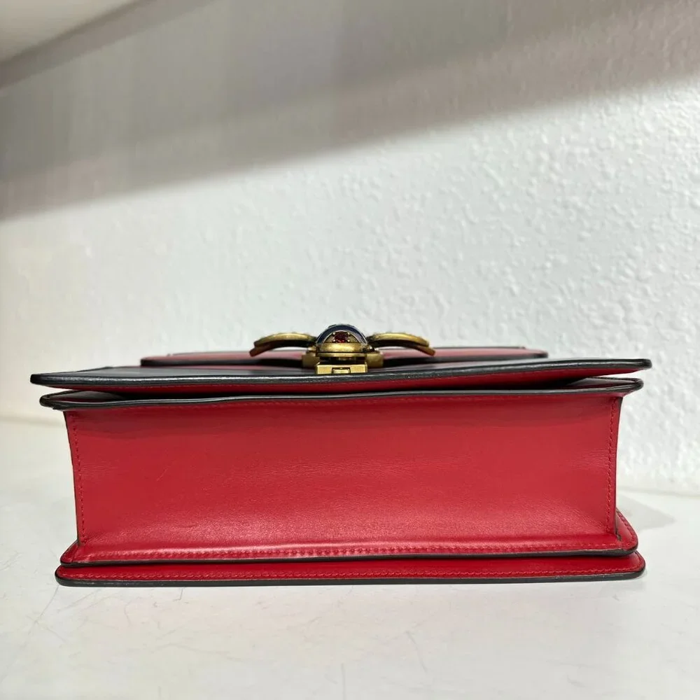 Gucci Tri-Color Leather Queen Bees Top Handle Shoulder Bag Crossbody